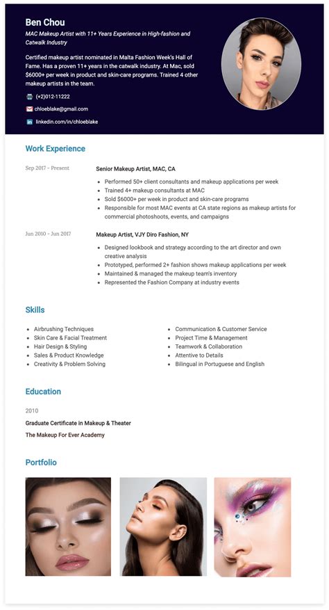 chanel makeup artist resume|Makeup Artist Resume Samples .